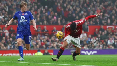 Bruno Fernandes tried to head the ball and the Dane turned the ball into his own goal.