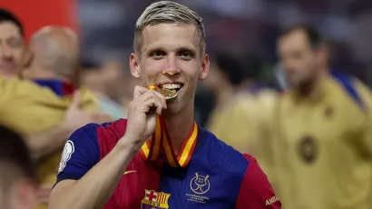 Dani Olmo is the champion. A few days ago he was away from Barcelona and today he won his first title as a Gule footballer.